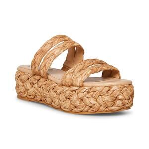 Steve Madden Cannes Woven Flatform Slide Sandals - 7.5m - Dark Natural